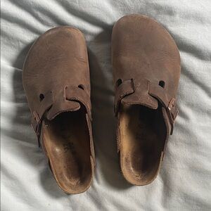 Birkenstock Bostons in Brown Leather